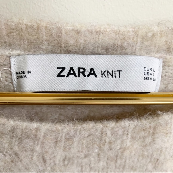 Zara Knit Sweater.Cream.Long Sleeves.Scoop Neck.L - Picture 7 of 7